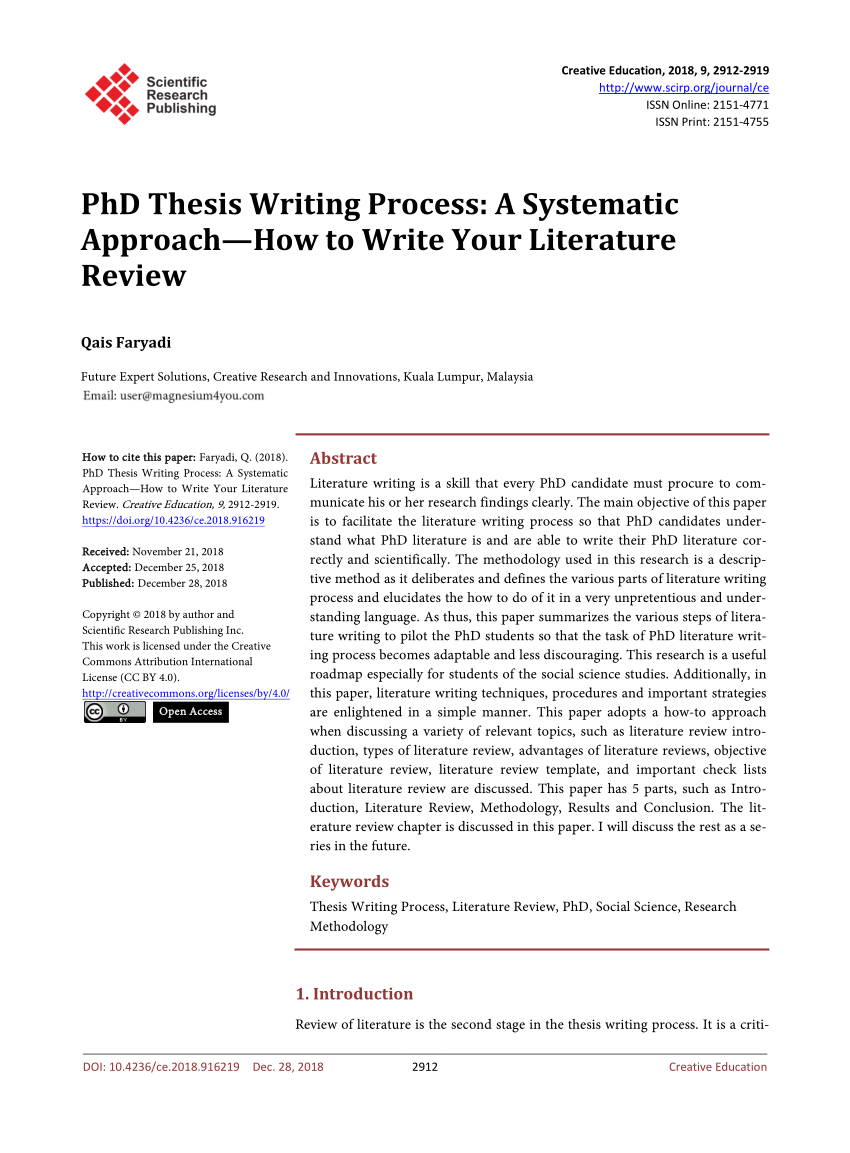 phd thesis literature review example